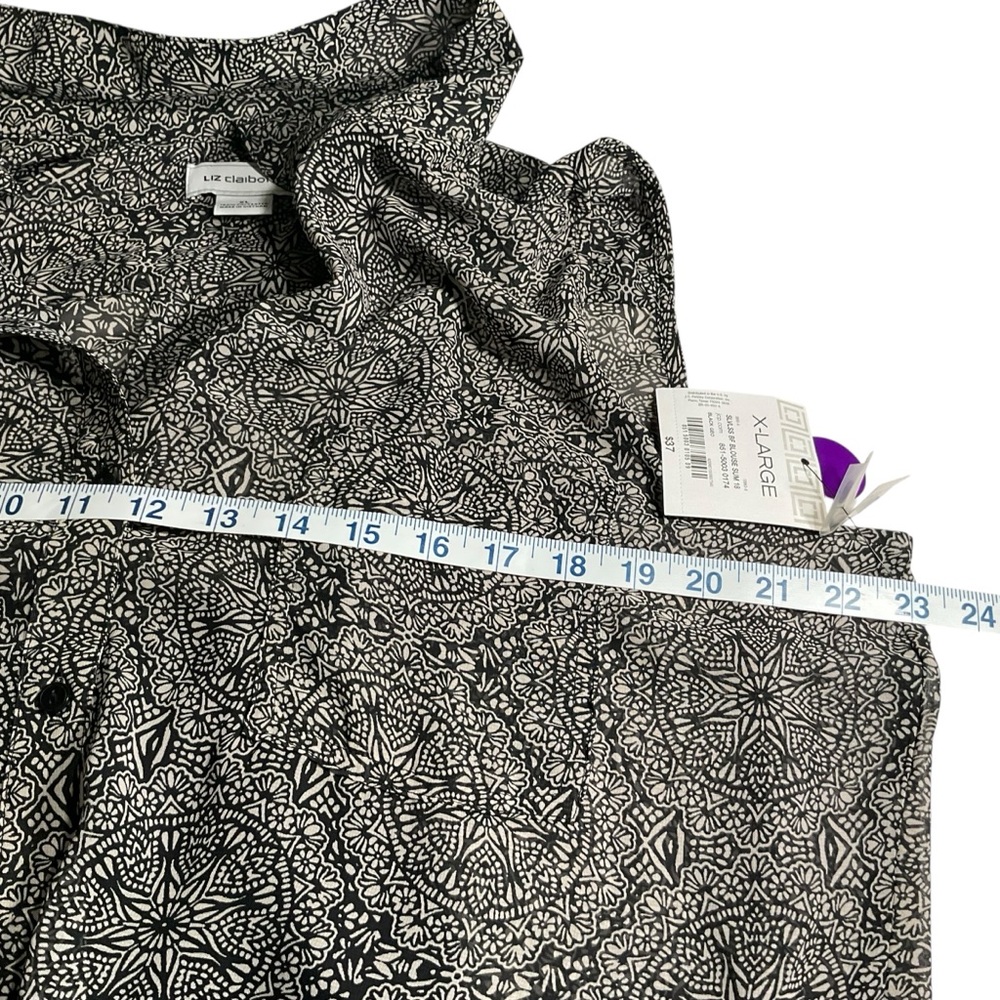 Liz Claiborne black & white Semi-sheer Top with black camisole. Size XL. NWT - Picture 9 of 11
